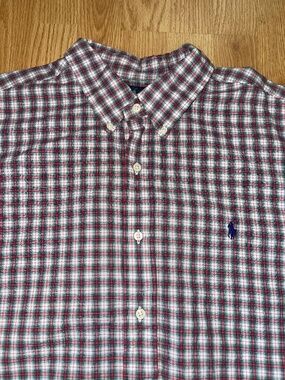 Ralph Lauren Classic Fit Red White & Green Plaid Long Sleeve Button Down Shirt